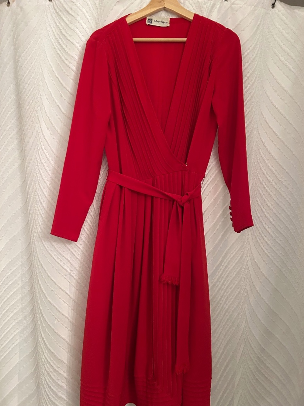 Albert Nippon vintage red pleated party dress